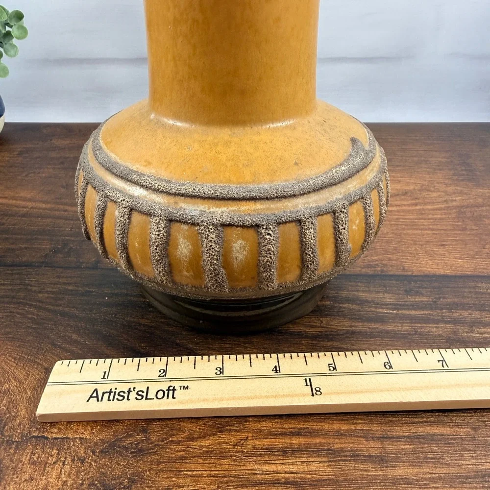 Strehla Keramik GDR Fat Lava Pottery Vase Honey Brown East German 8